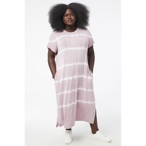 NWOT Dia&Co Marc NY Performance Stephanie Crew Neck Tie Dye Mauve Midi D…